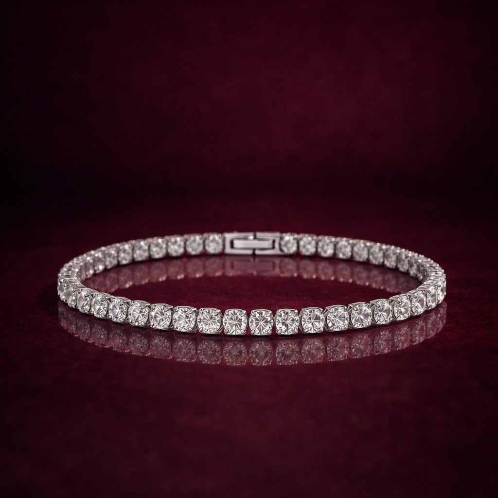 Light colored diamond claw inlaid zircon titanium steel bracelet